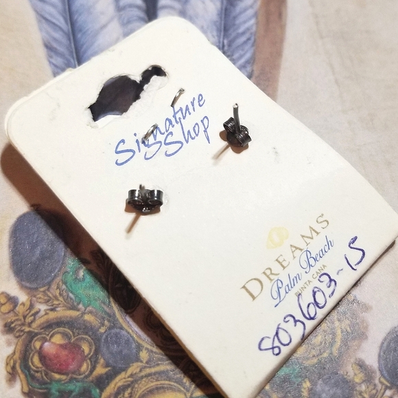 VTG Palm Beach Dreams Larimar Stud Sterling Earrings New Old Stock - Picture 4 of 7